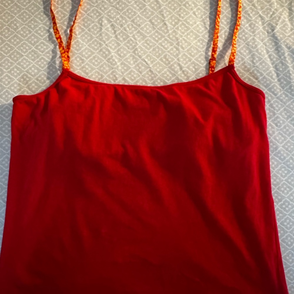 J. Crew Women's  Camisole Top Size L Large Red with Print Straps